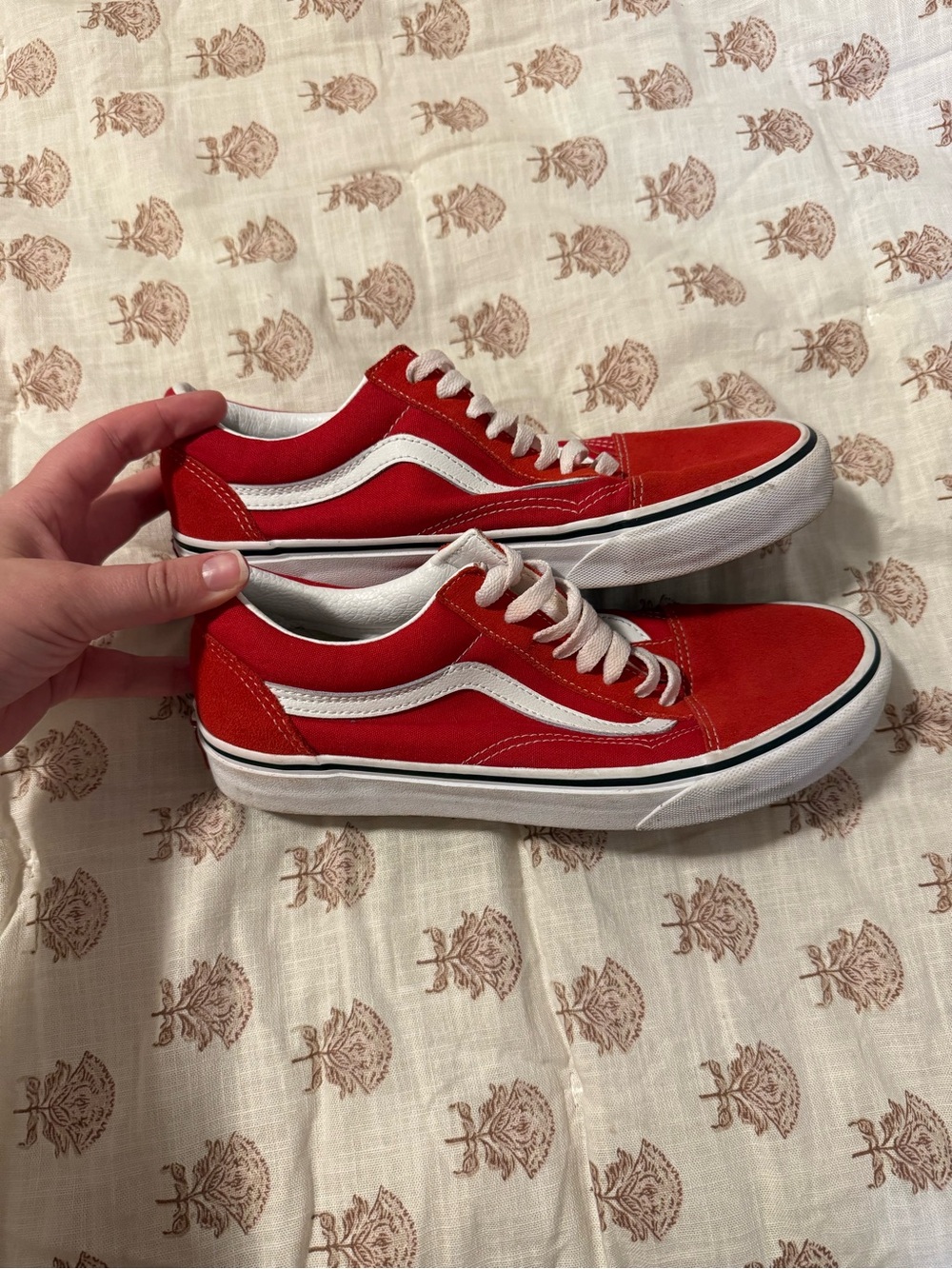 Vans Red & White Low-Top Skate Sneakers